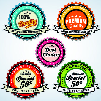 vintage round premium quality label vector