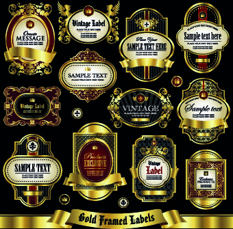 gold framed labels vector