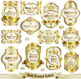 gold framed labels vector