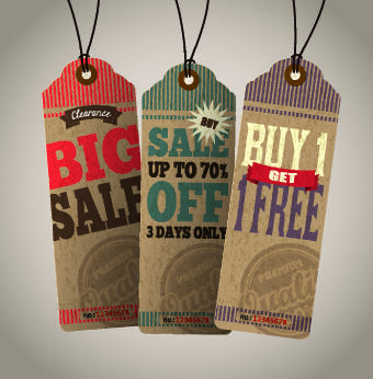 vintage tags big sale vector