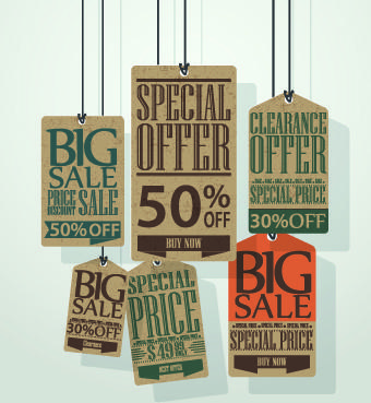 vintage tags big sale vector