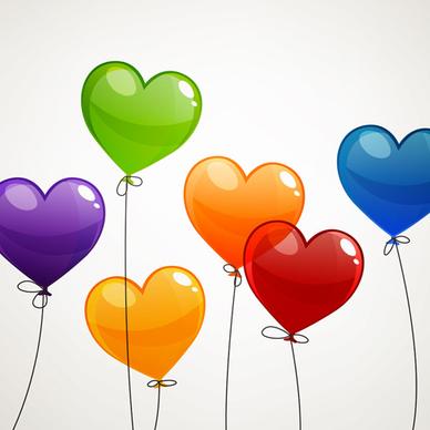 color heart balloons vector