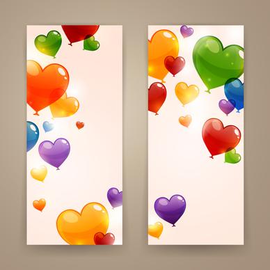 color heart balloons vector