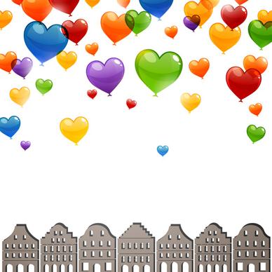 color heart balloons vector