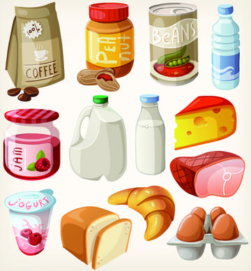 set of food icons vectors