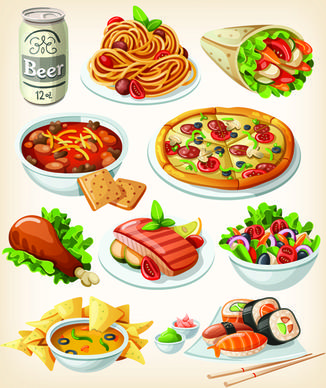 set of food icons vectors