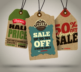 vintage cardboard sale tags vector