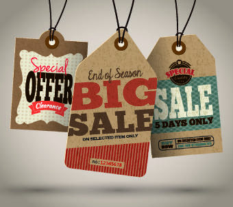 vintage cardboard sale tags vector