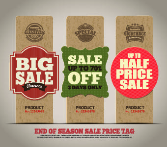 vintage cardboard sale tags vector