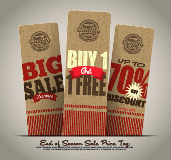 vintage cardboard sale tags vector