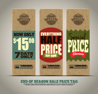 vintage cardboard sale tags vector