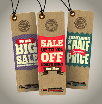 vintage cardboard sale tags vector