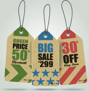 vintage cardboard sale tags vector