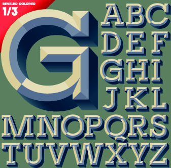 3d alphabet vector set