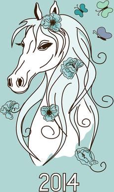 horse14 cute design vector