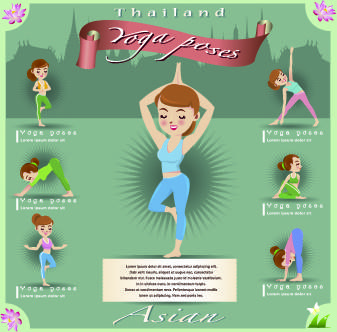 yoga poses vector design elements