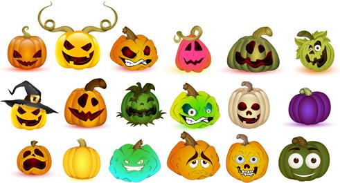 halloween jack o lantern vector set