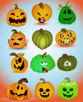 halloween jack o lantern vector set