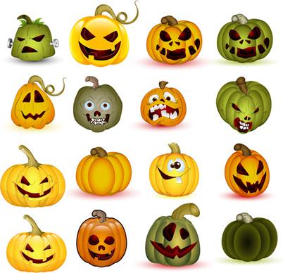 halloween jack o lantern vector set