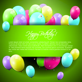 colorful balloons happy birthday greeting cards background