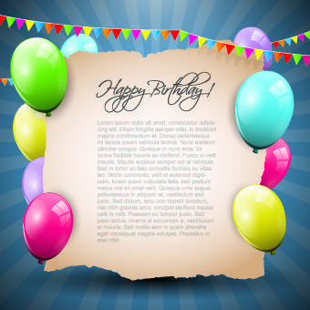 colorful balloons happy birthday greeting cards background