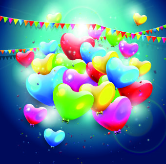 colorful balloons happy birthday greeting cards background