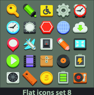 different flat icons vector set