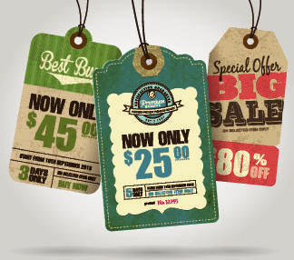 cardboard sale tag vector