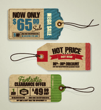 cardboard sale tag vector