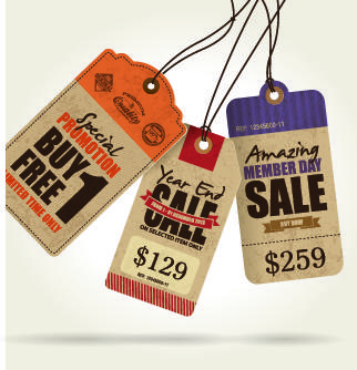 cardboard sale tag vector