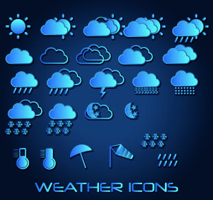 weather icons mobile application vector