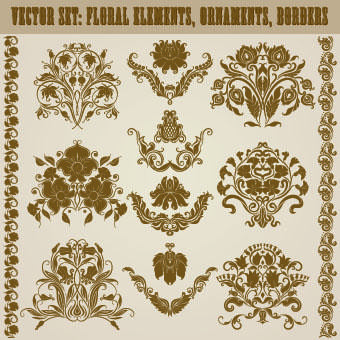 floral ornaments and borders elements vector