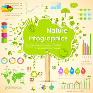 nature style infographics design vector