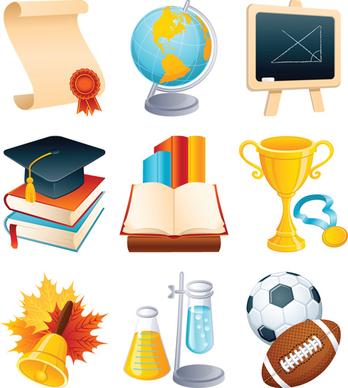 set of school design elements vector