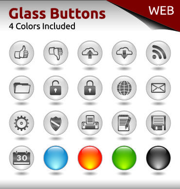 glass buttons for web design vector