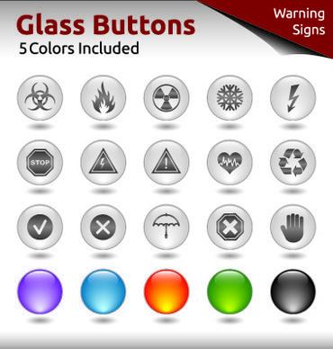 glass buttons for web design vector