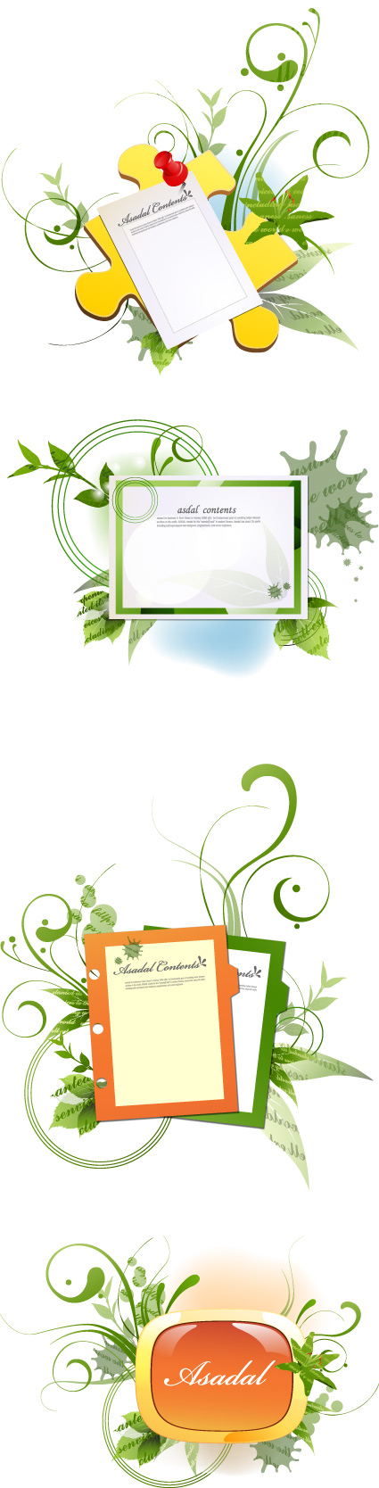 green flower design text vector