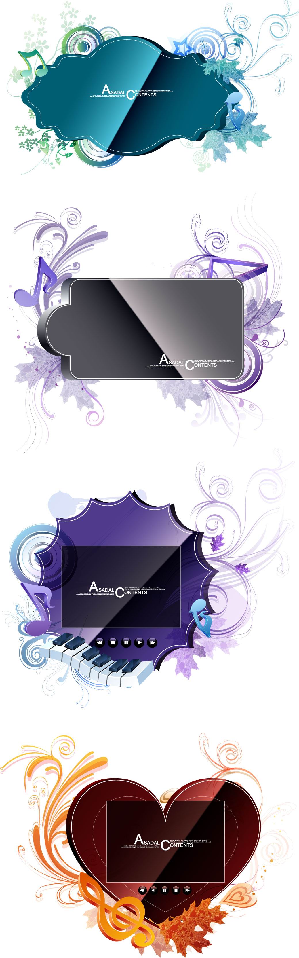 music floral decorative frame vector