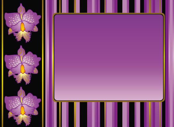 purple flowers decorative frame vector