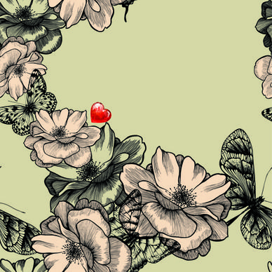 hand drawn floral art background