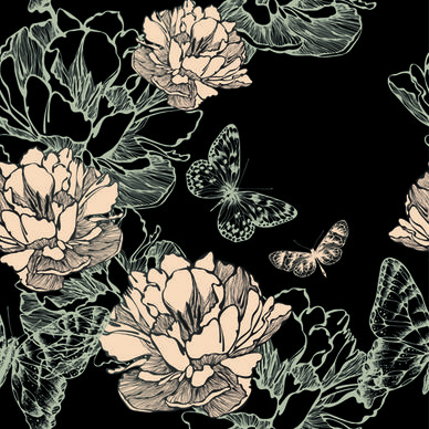 hand drawn floral art background