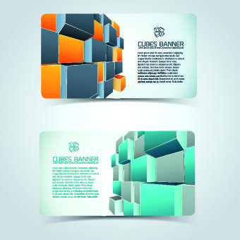 colored cubes banner card design vector