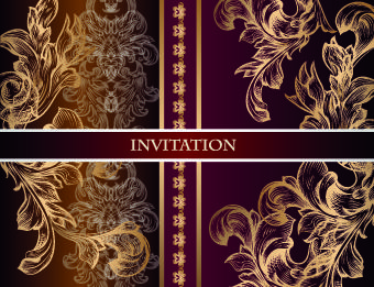 ornate wedding invitation card vector