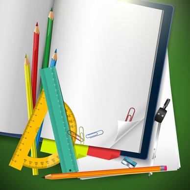 school supplies elements background vector