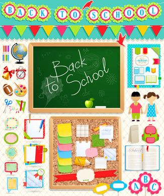 school supplies elements background vector