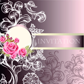 ornate wedding invitation card vector