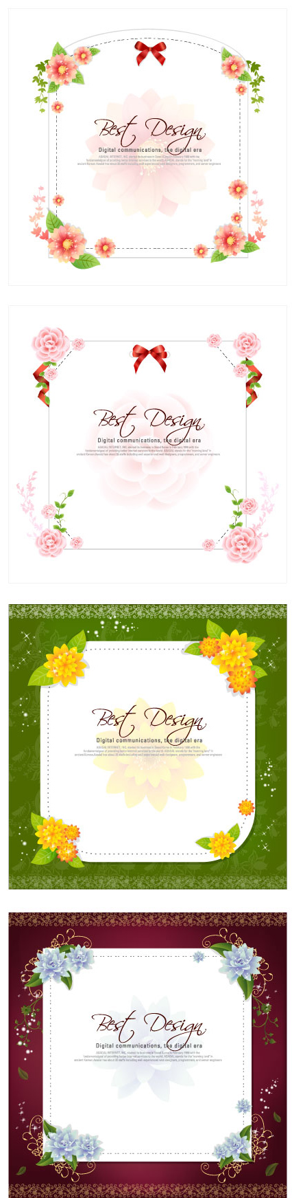 flowers ribbon text frames vector