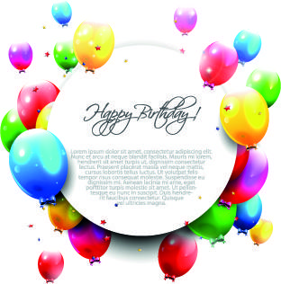 colored happy birthday balloons vector