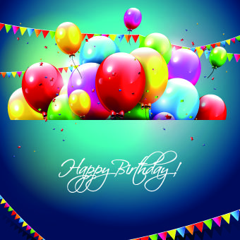 colored happy birthday balloons vector