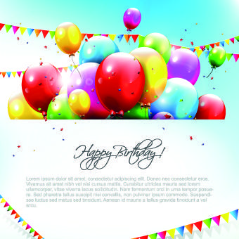 colored happy birthday balloons vector